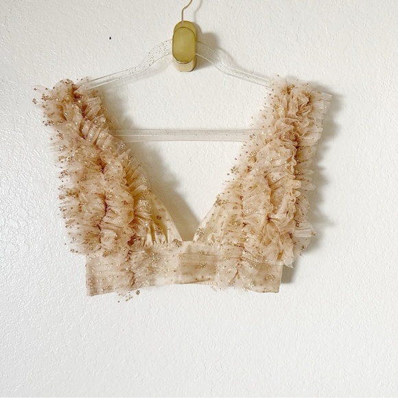 New Free People One Sosha Party crop Top in Gold - Picture 4 of 16